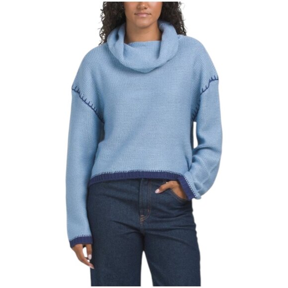 DRIFTWOOD JEANS Cowl Neck Sweater With Contrast Stitching - Picture 1 of 2